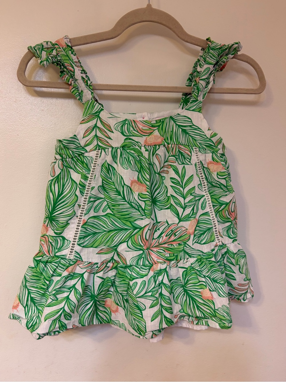 Tommy Bahama Girls' Green & Peach Leaf Ruffle Tank